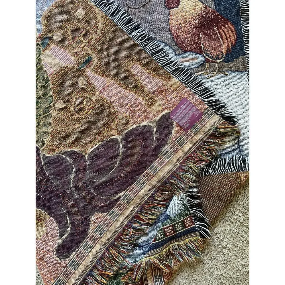 Vintage Christmas Nativity Tapestry Throw Blanket Christian Decor Religious